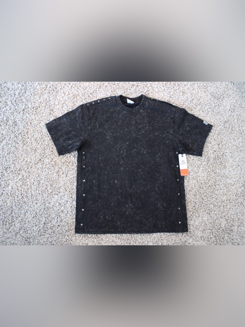Hype Market 45 Acid Wash Studded T-Shirt Black